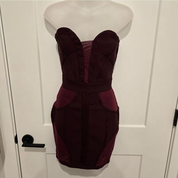 Mad For Love Strapless Bodycon Dress With Sheer Cutouts Sz Small - Picture 2 of 12